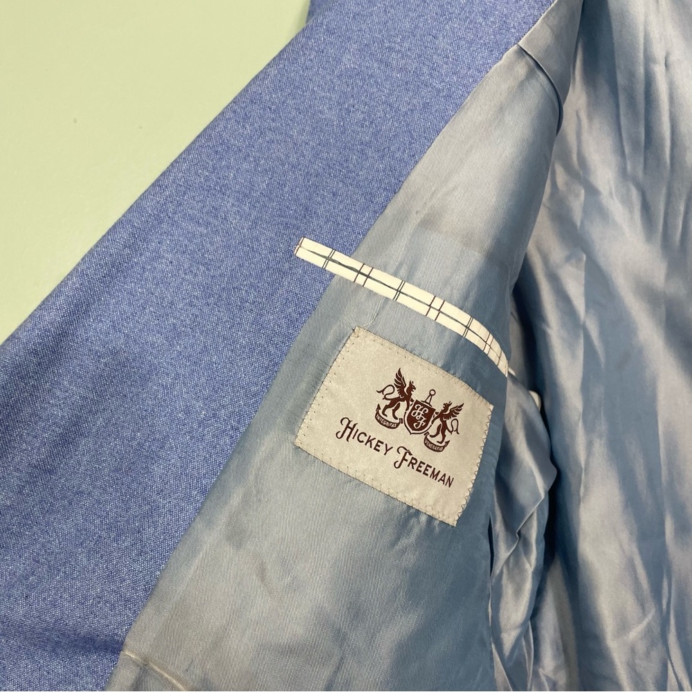 Hickey Freeman Silk‎ Cashmere Blend Blazer Sports Jacket Men 44 Long Light Blue - Picture 10 of 11